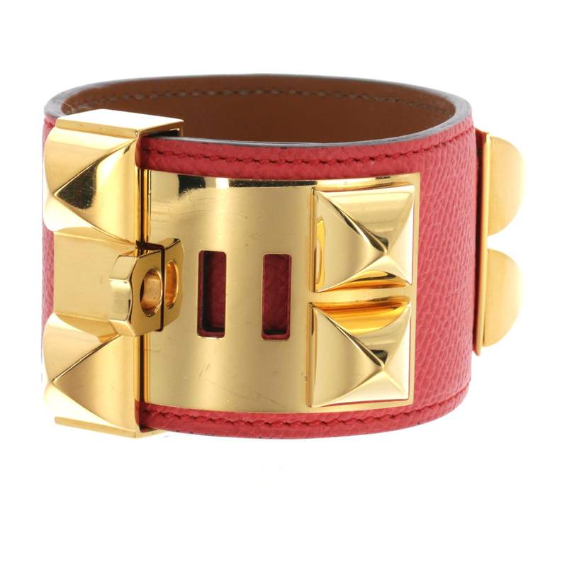 Bracelet d'occasion HERMES Collier de Chien GM femme plaqué or veau - vue 4