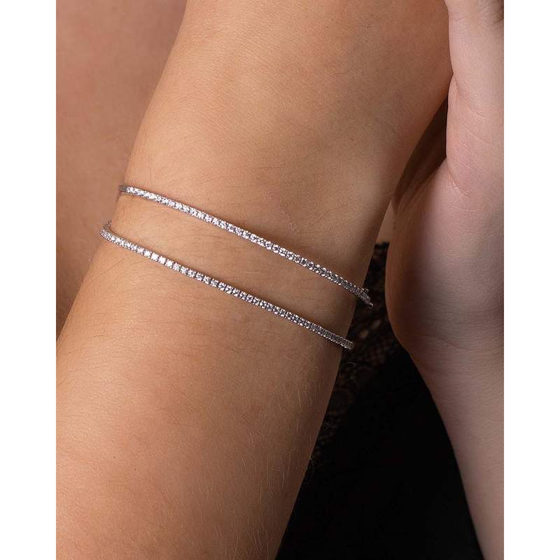 Bracelet d'occasion CRESUS Rivière 1.17 cts femme or blanc 750/1000 - vue porté 2