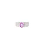 Bague d'occasion CRESUS Saphir rose Pavage diamants femme or blanc 750/1000 - vue 1