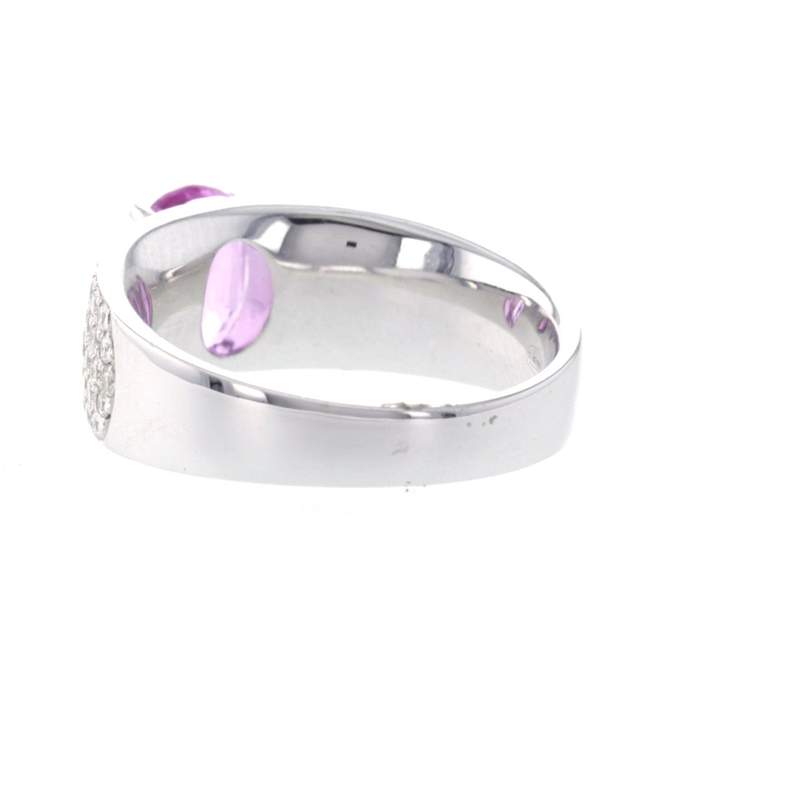Bague d'occasion CRESUS Saphir rose Pavage diamants femme or blanc 750/1000 - vue 3