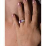 Bague d'occasion CRESUS Saphir rose Pavage diamants femme or blanc 750/1000 - vue porté 1