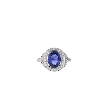 Bague d'occasion CRESUS Bague saphir et diamants femme or blanc 750/1000