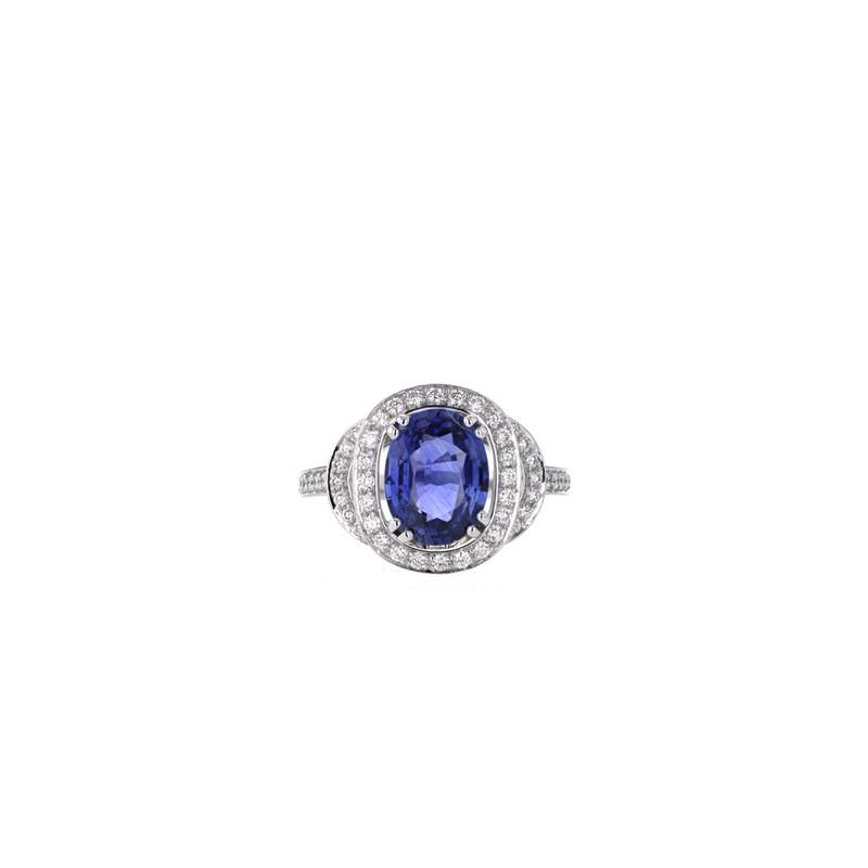 Bague d'occasion CRESUS Bague saphir et diamants femme or blanc 750/1000 - vue 1