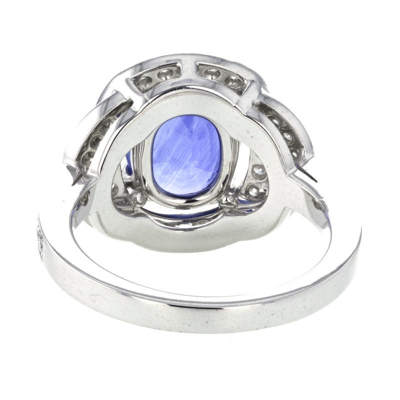 Bague d'occasion CRESUS Bague saphir et diamants femme or blanc 750/1000 - vue 3