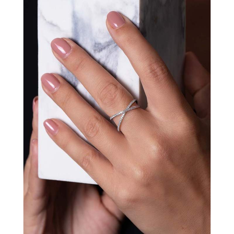 Bague d'occasion MESSIKA Gatsby femme or blanc 750/1000 - vue porté 1
