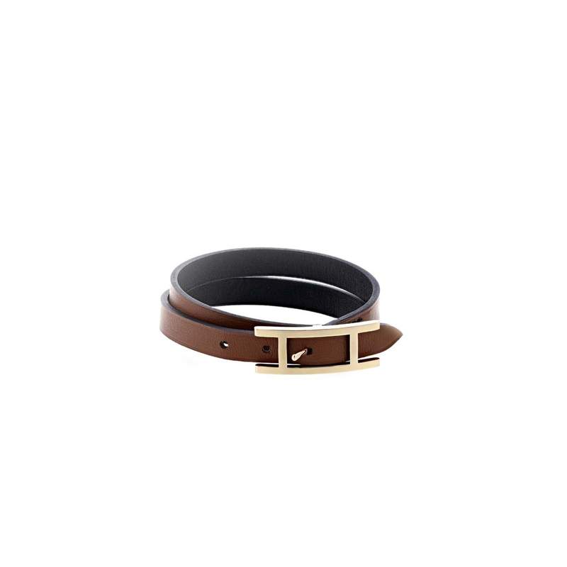 Bracelet d'occasion HERMES Be Hapi Double Tour femme plaqué or - vue 1