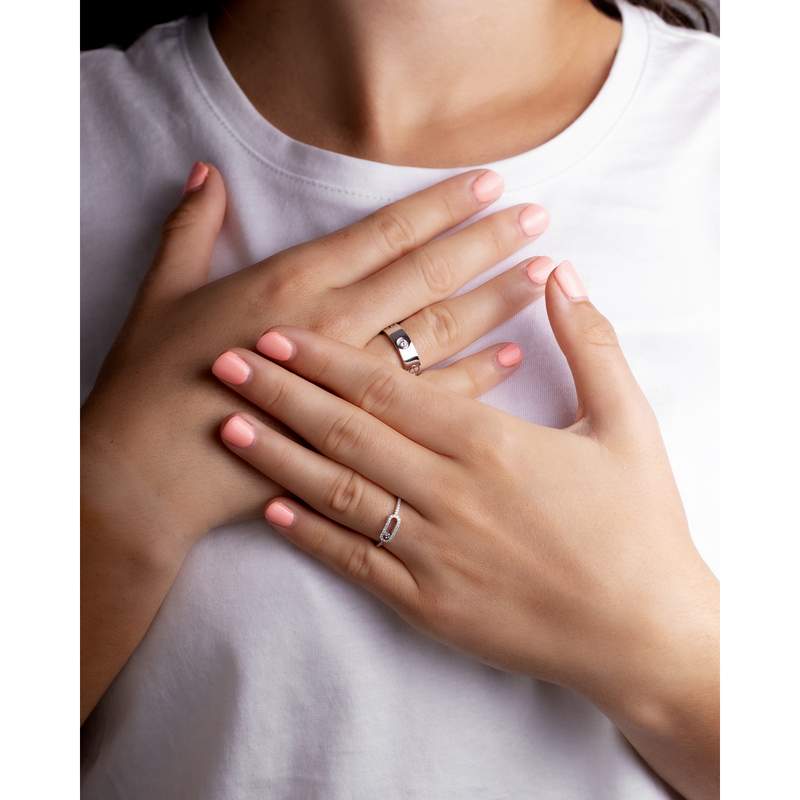 Bague d'occasion MESSIKA Move Uno Pavée femme or blanc 750/1000 - vue porté 1