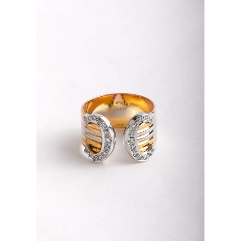 Bague d'occasion CARTIER Double C Diamants femme 3 ors 750/1000 - vue D2