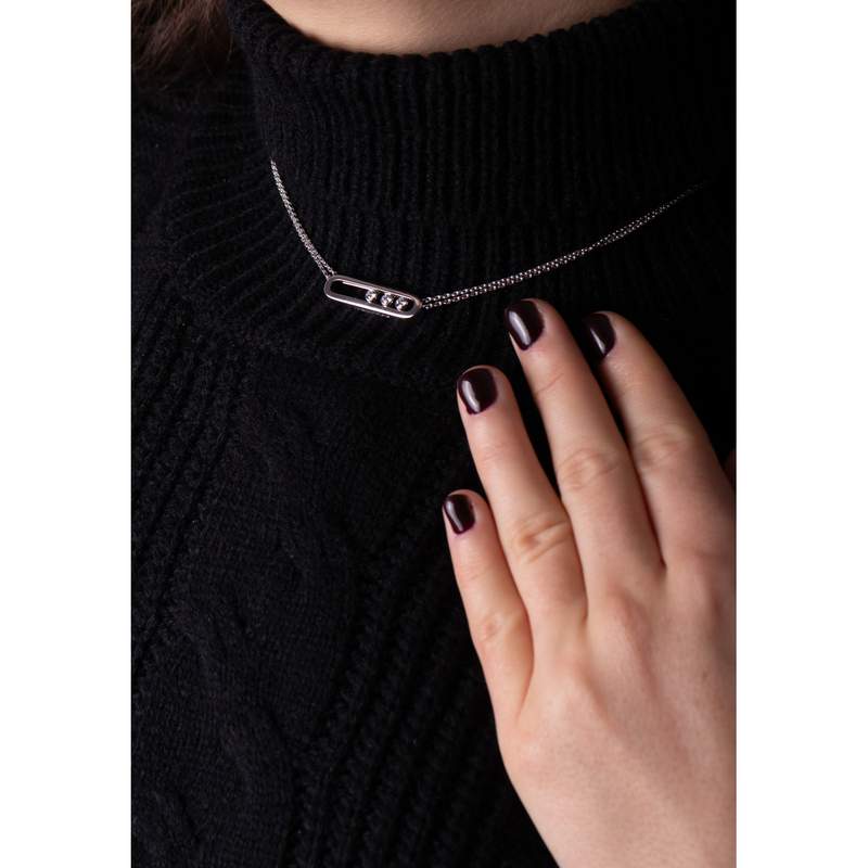 Collier d'occasion MESSIKA Move Classique femme or blanc 750/1000 - vue porté 2