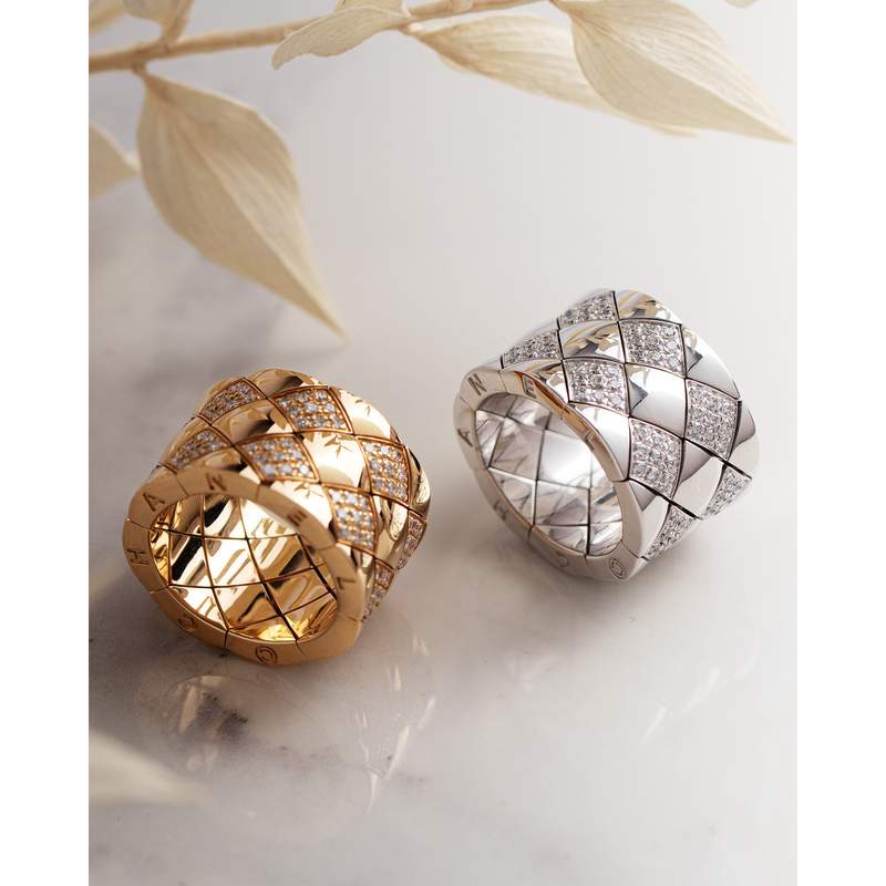 Bague d'occasion CHANEL Matelassé femme or blanc 750/1000 - vue D1