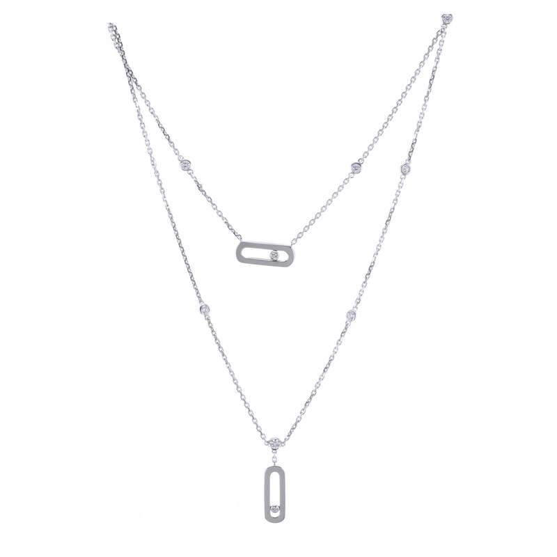 Collier d'occasion MESSIKA Move Uno 2 rangs femme or blanc 750/1000 - vue 1