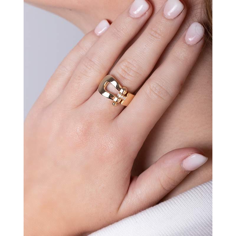 Bague d'occasion FRED Force 10 Grand Modèle femme or jaune 750/1000 - vue porté 1