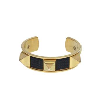 Bracelet d'occasion HERMES Médor Vintage mixte cuir plaqué or