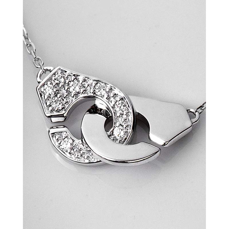 Collier d'occasion DINH VAN Menottes R8 femme or blanc 750/1000 - vue D1