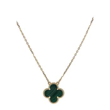 Collier d'occasion VAN CLEEF & ARPELS Vintage Alhambra Malachite femme or jaune 750/1000