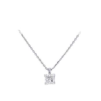 Collier d'occasion CRESUS Solitaire Princesse 1ct femme or blanc 750/1000
