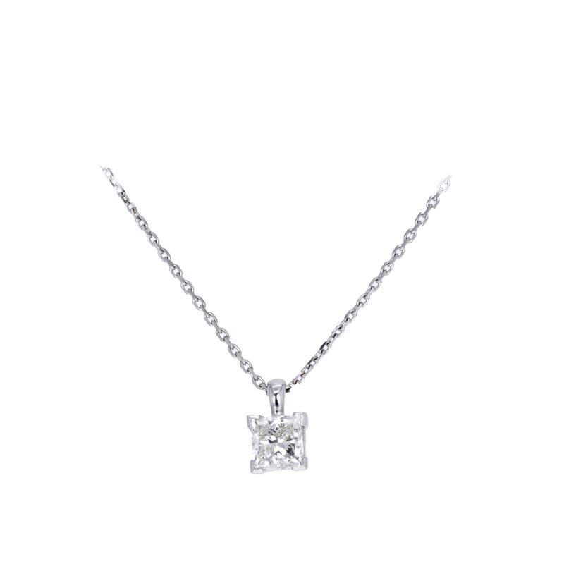 Collier d'occasion CRESUS Solitaire Princesse 1ct femme or blanc 750/1000 - vue 1