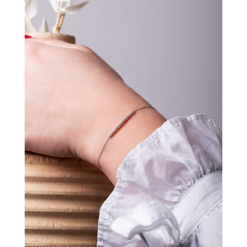 Bracelet CRESUS Barrette griffes femme or blanc 750/1000 - vue porté 1