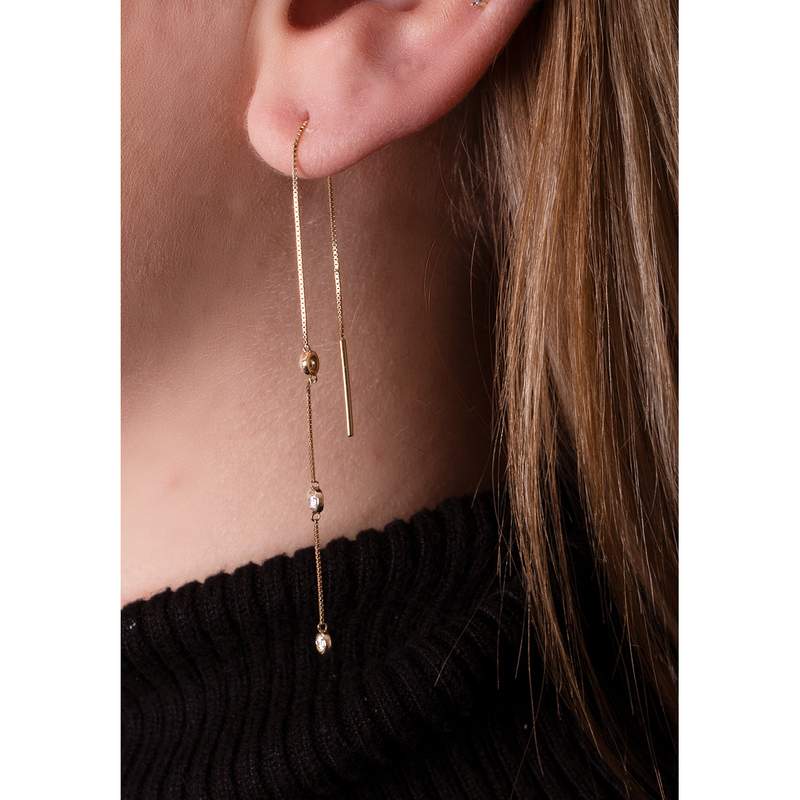 Boucles-oreilles CRESUS Serti clos or jaune 750/1000 - vue porté 1
