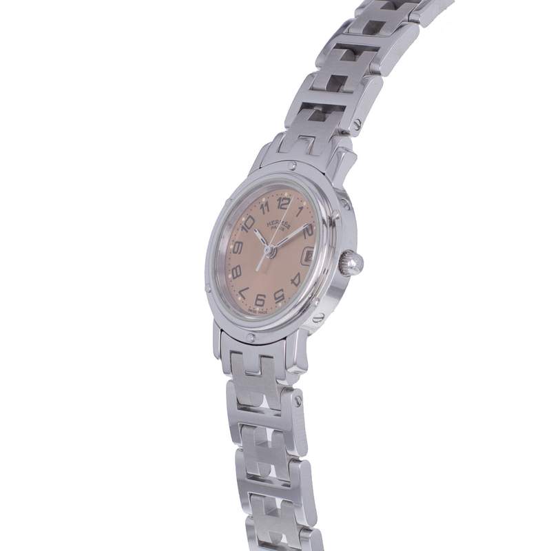 Montre d'occasion HERMES Clipper femme quartz bracelet acier - vue D2