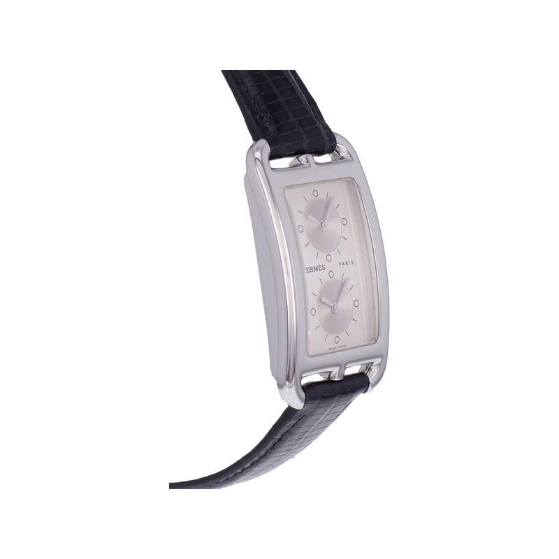 Montre d'occasion HERMES Cape Cod Double Zone homme quartz bracelet cuir cresus - vue 2