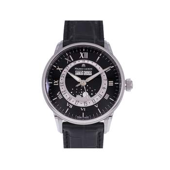 Montre d'occasion MAURICE LACROIX Masterpiece Phase de Lune homme automatique bracelet cuir d'origine