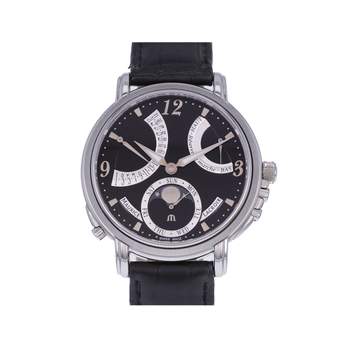 Montre d'occasion MAURICE LACROIX Masterpiece Lune Rétrograde homme mécanique bracelet cuir d'origine