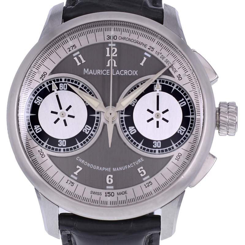 Montre d'occasion MAURICE LACROIX Masterpiece Chronographe homme mécanique bracelet cuir d'origine - vue D1