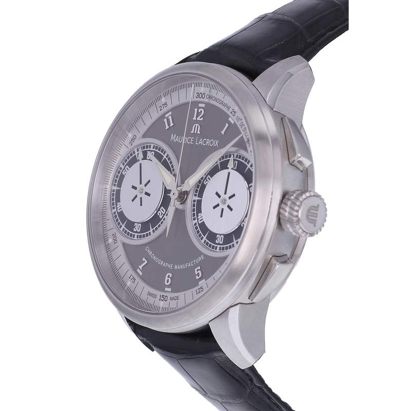 Montre d'occasion MAURICE LACROIX Masterpiece Chronographe homme mécanique bracelet cuir d'origine - vue D2
