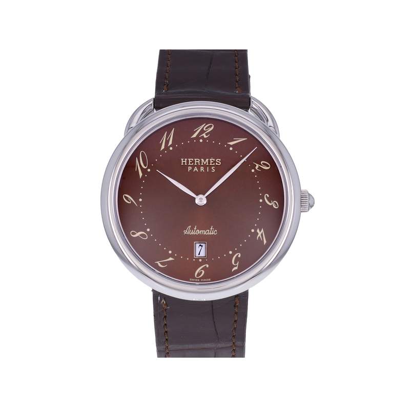 Montre d'occasion HERMES Arceau TGM homme automatique bracelet cuir cresus - vue 1