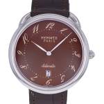 Montre d'occasion HERMES Arceau TGM homme automatique bracelet cuir cresus - vue D1