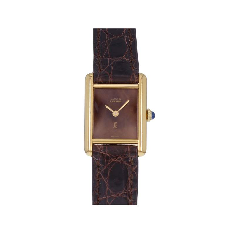 Montre d'occasion CARTIER Tank Must Vermeil femme mécanique bracelet cuir cresus - vue 1