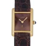 Montre d'occasion CARTIER Tank Must Vermeil femme mécanique bracelet cuir cresus - vue D1