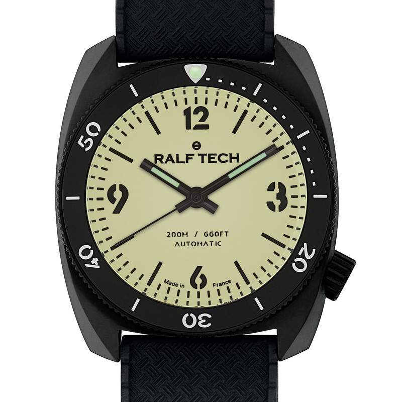 Montre d'occasion RALF TECH WRB Black Full Lume homme automatique bracelet caoutchouc - vue D1