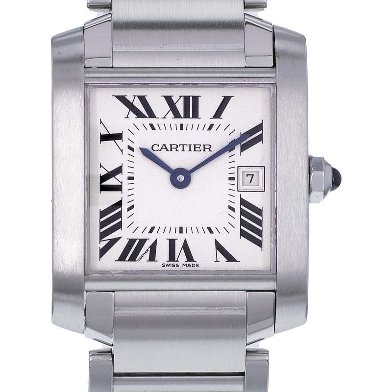 Montre d'occasion CARTIER Tank Française 25mm femme quartz bracelet acier - vue D1