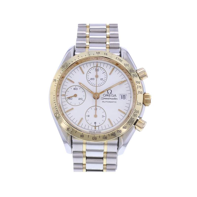 Montre d'occasion OMEGA Speedmaster Date homme automatique bracelet or jaune 750/000 et acier - vue 1