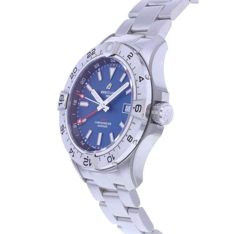 Montre d'occasion BREITLING Avenger Gmt homme mouvement automatique certifié (cosc) bracelet acier - vue D2