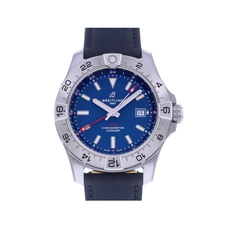 Montre d'occasion BREITLING Avenger Gmt homme mouvement automatique certifié (cosc) bracelet cuir d'origine - vue 1