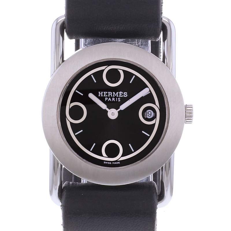 Montre d'occasion HERMES Barenia Ronde femme quartz bracelet cuir d'origine - vue D1