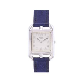 Montre d'occasion HERMES Cape Cod Argent femme quartz bracelet cuir d'origine