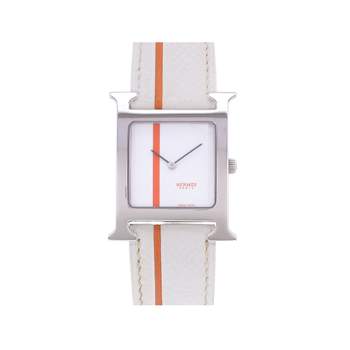 Montre d'occasion HERMES Heure H MM femme quartz bracelet cuir d'origine