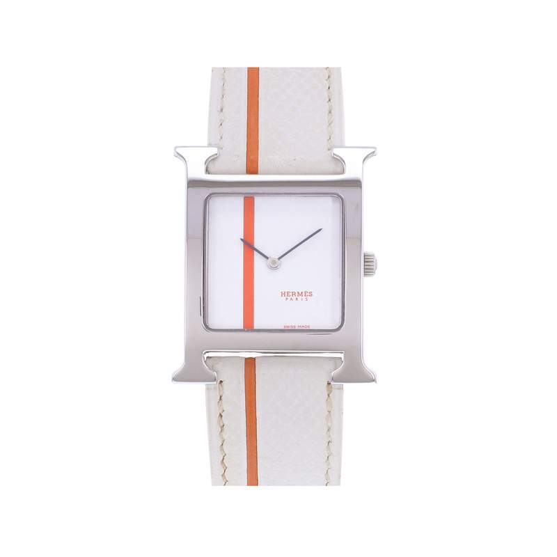 Montre d'occasion HERMES Heure H MM femme quartz bracelet cuir d'origine - vue 1
