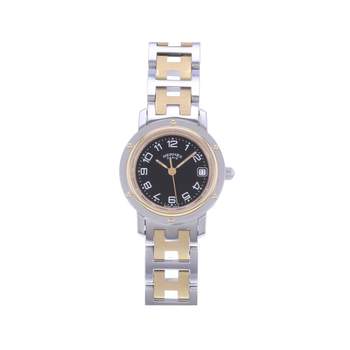 Montre d'occasion HERMES Clipper femme quartz bracelet acier et plaqué or