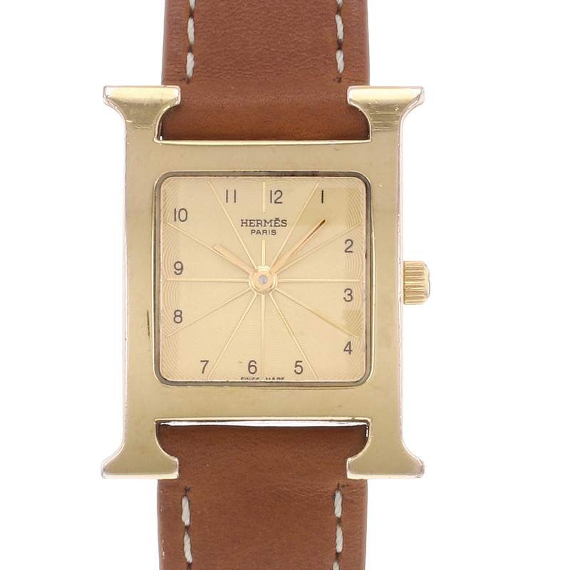 Montre d'occasion HERMES Heure H femme quartz bracelet cuir cresus - vue D1