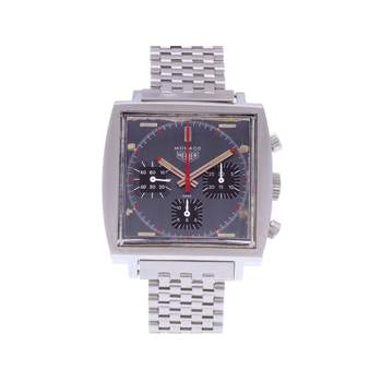 Montre d'occasion HEUER Monaco Chronographe Vintage homme mécanique bracelet acier