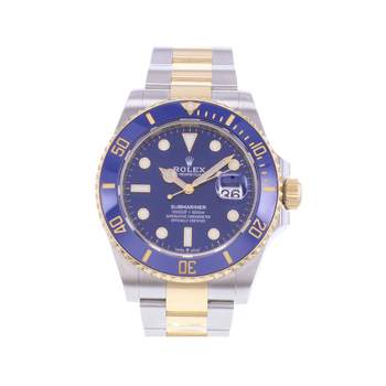 Montre d'occasion ROLEX Submariner Date homme mouvement automatique certifié (cosc) bracelet or jaune 750/000 et acier
