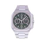 Montre d'occasion BELL & ROSS BR-05 Chrono Green Steel homme automatique bracelet acier - vue 1