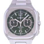 Montre d'occasion BELL & ROSS BR-05 Chrono Green Steel homme automatique bracelet acier - vue D1