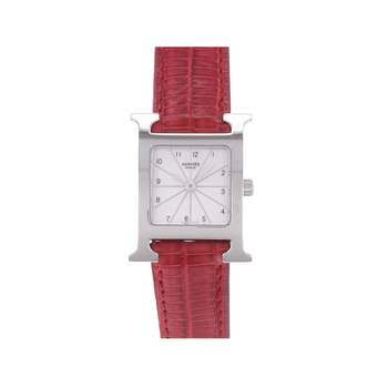 Montre d'occasion HERMES Heure H femme quartz bracelet cuir cresus