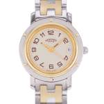 Montre d'occasion HERMES Clipper femme quartz bracelet acier et plaqué or - vue D1